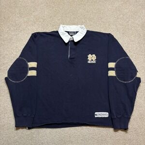 Notre Dame Fighting Irish Rugby Shirt Mens Large Blue NCAA Football Colosseum